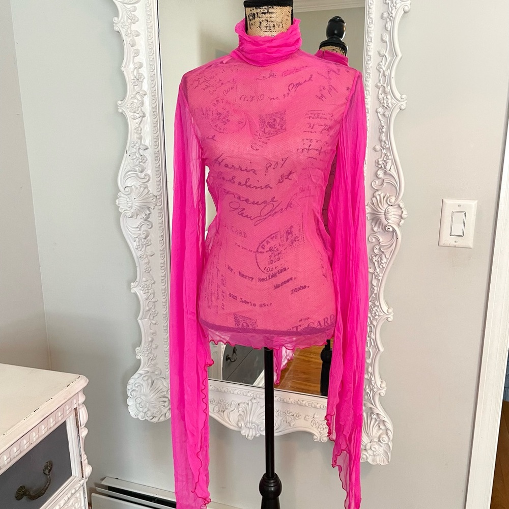 AUTHENTIC Dolce & Gabbana VINTAGE Neon Pink Pleat Dress Top